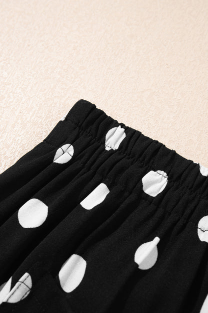 Polka Dot Print Patched Pocket Mid-rise Straight Leg Pants