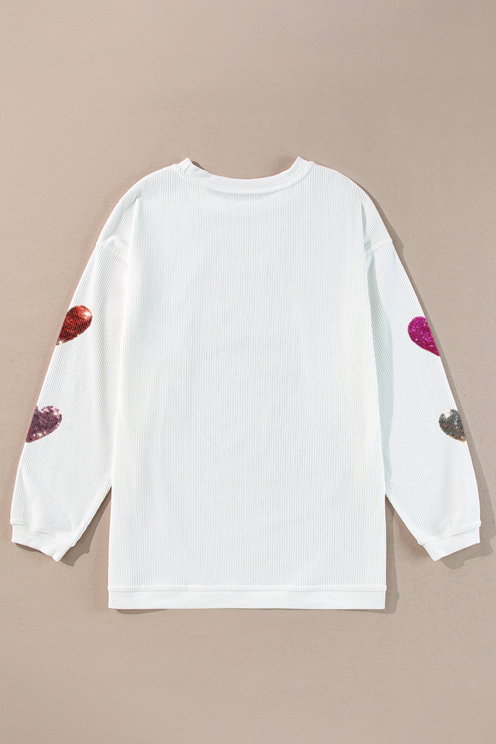 Sweat-shirt blanc à cordon avec motif cœur de Saint-Valentin