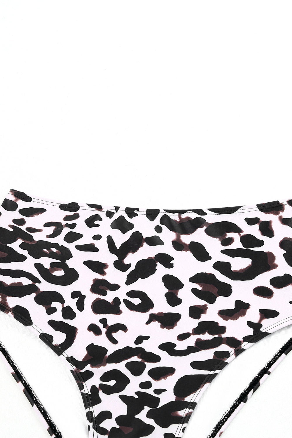 Traje de baño tankini con tiras y escote de muesca en contraste de cintura alta