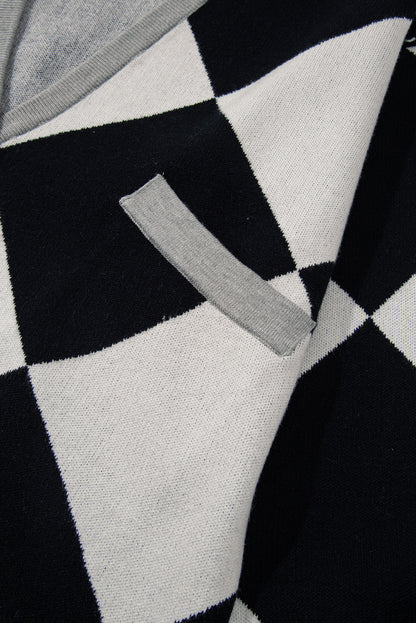 Cardigan ample boutonné à épaules tombantes et colorblock noir