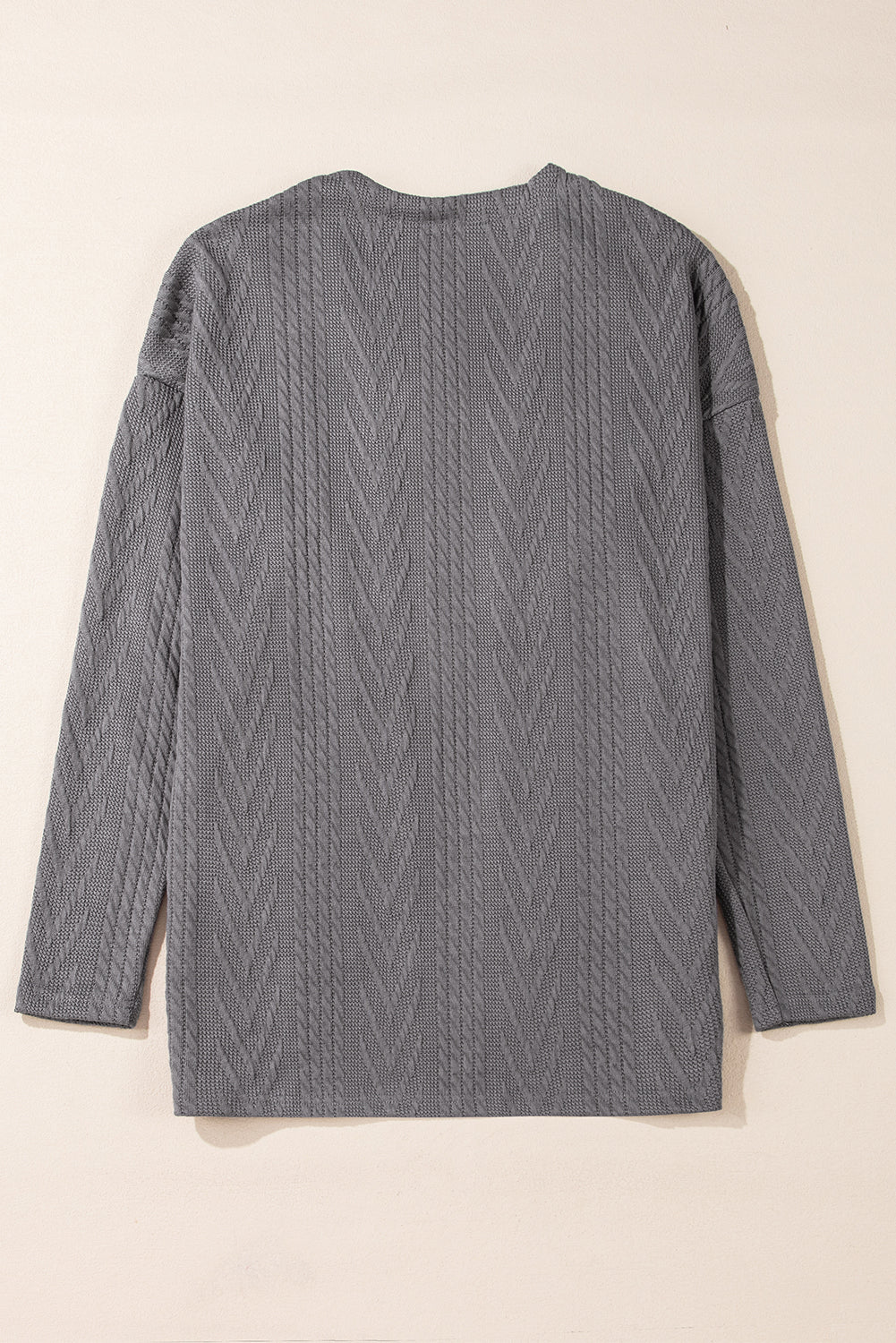 Cardigan gris moyen uni texturé ouvert sur le devant avec poche