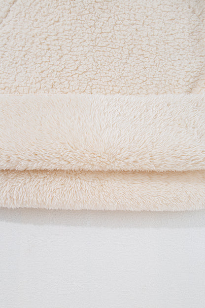 Sweat-shirt blanc uni en polaire à col montant et épaules tombantes