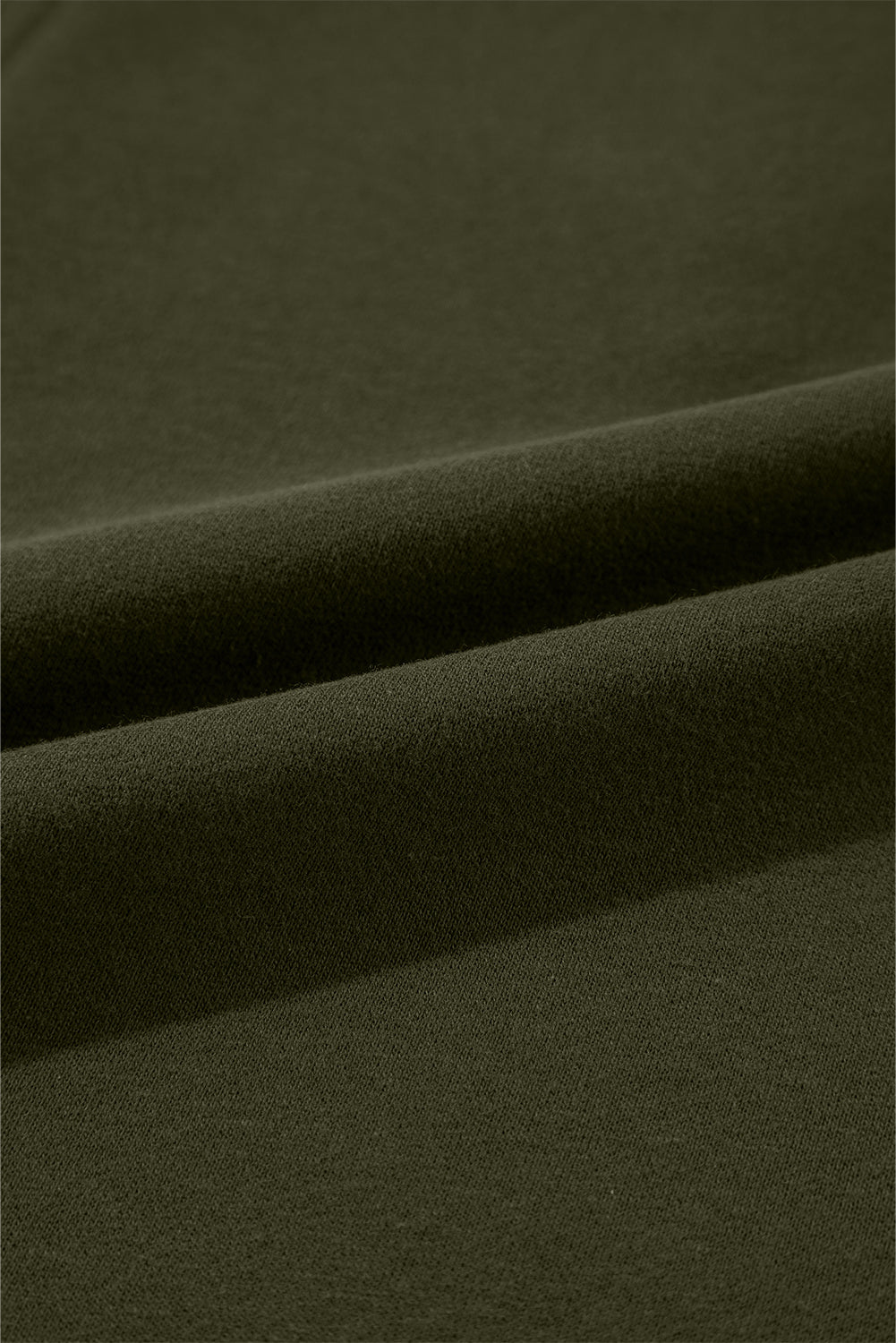 Jungle Green Zipped Neck Pullover Drop Shoulder Sweatshirt