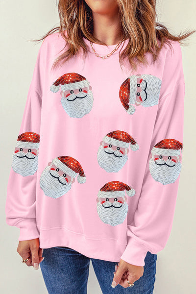 Red Santa Claus Sequin Graphic Sweatshirt – HannaBanna Clothing