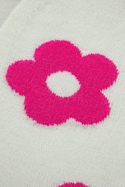 Cardigan ouvert à motif de fleurs roses rouges