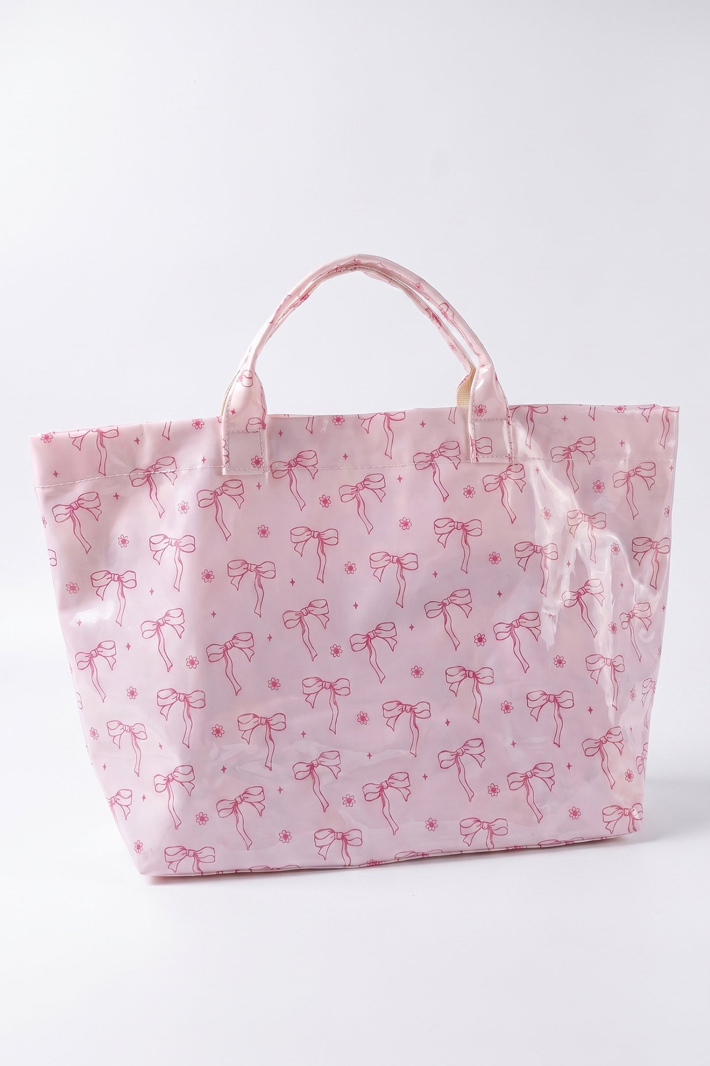 Pink Sweet Bow Flower Printed Sleek Vilnyl Tote Bag