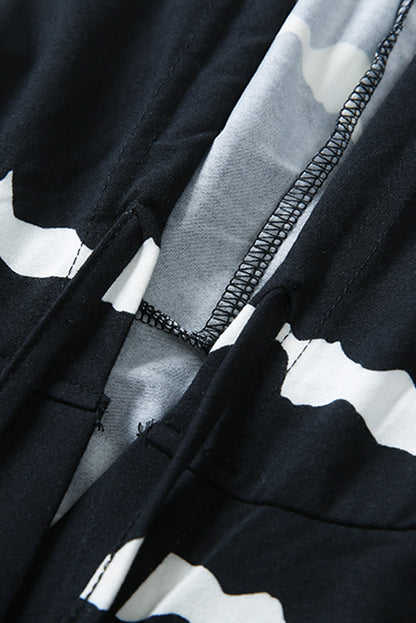 Sudadera con capucha de manga larga con botones y cordón a rayas