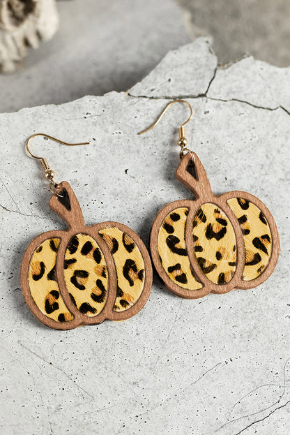 Pendientes colgantes con forma de calabaza con estampado animal multicolor 