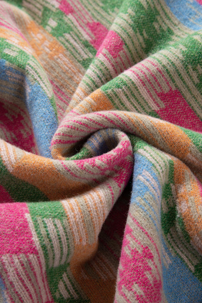 Veste-chemise rose grande taille à imprimé aztèque avec poche à rabat