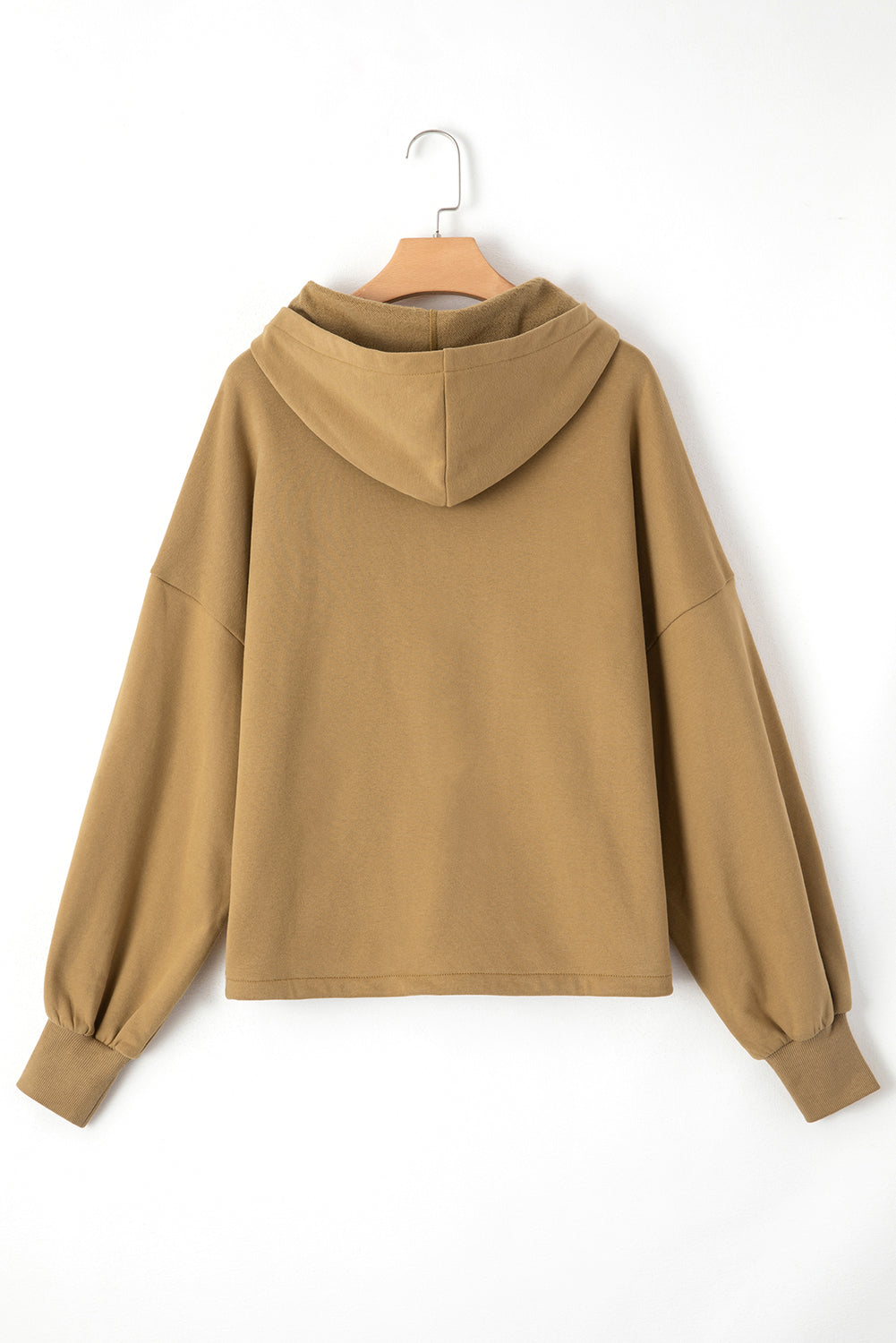 Sweat à capuche ample doublé en polaire marron avec poches kangourou à demi-fermeture éclair