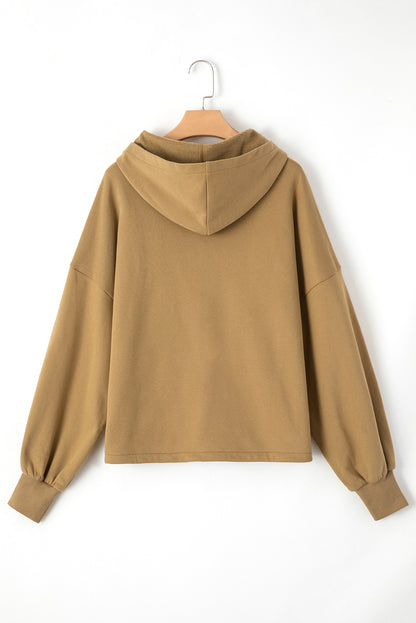 Sweat à capuche ample doublé en polaire marron avec poches kangourou à demi-fermeture éclair