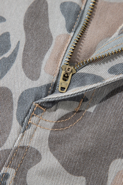 Multicolour Plus Size Camouflage Print High Rise Barrel Jeans