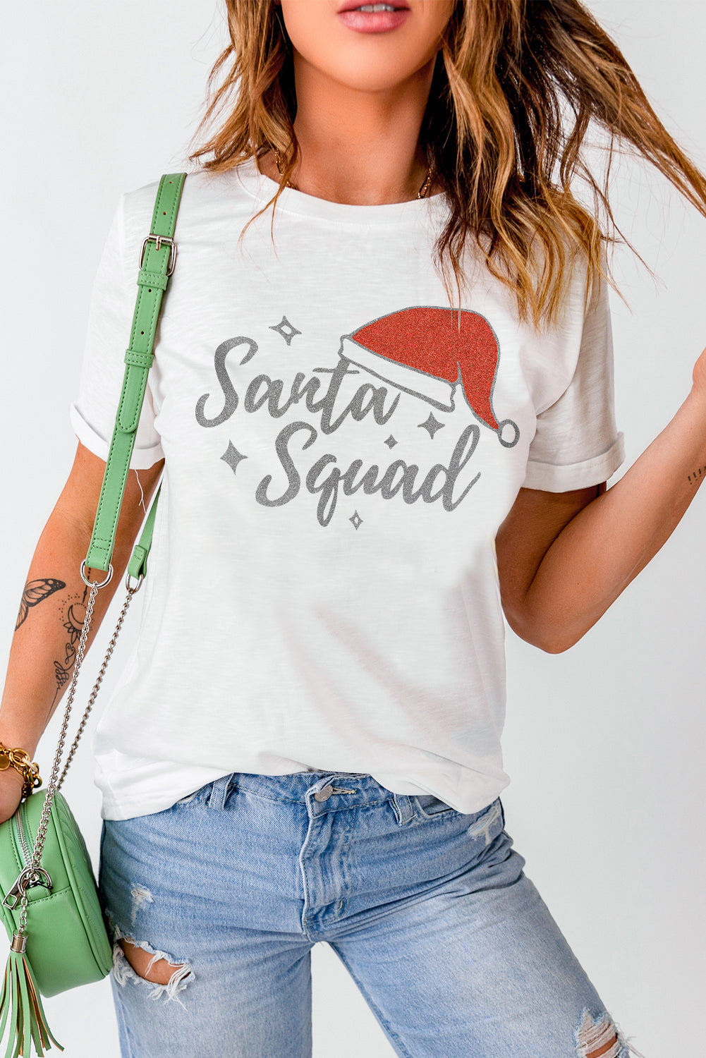 T-shirt à manches courtes avec imprimé graphique Santa Squad