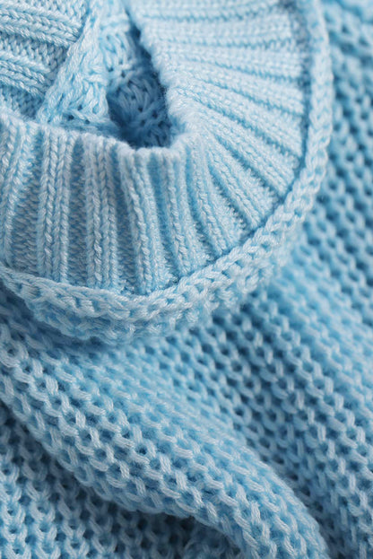 Suéter de punto acanalado con hombros descubiertos y cinturón cruzado sin espalda para mujer, informal, holgado, de manga larga, Color sólido, para invierno