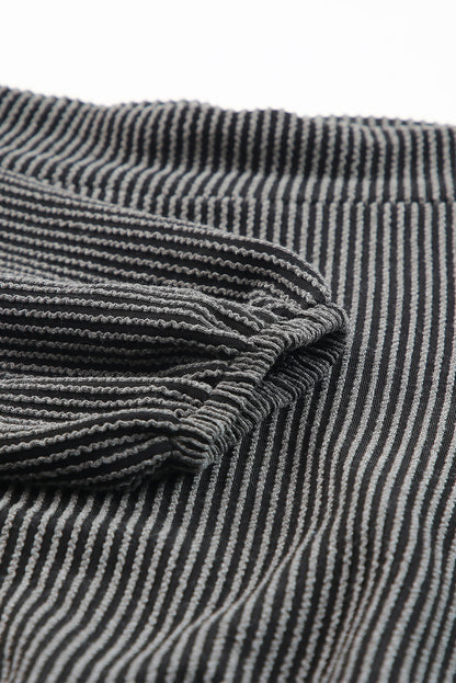 Haut gris en tricot côtelé à épaules dénudées et manches ballon 