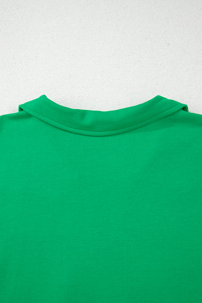 Chemisier vert vif à manches courtes et col rabattu, grande taille