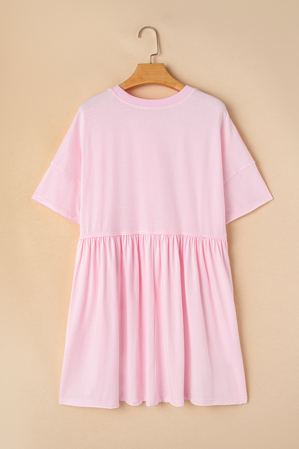 light pink babydoll dress Everyday The Label Girl's Light Pink Solid Color Pocketed Raw Edge Babydoll Dress