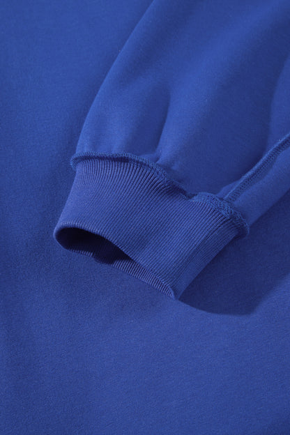 Dark Blue Exposed Seam Detail Reversible Double Wear Plus Size Sweatshirt