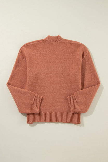 Cardigan court ouvert sur le devant beige clair à épaules tombantes