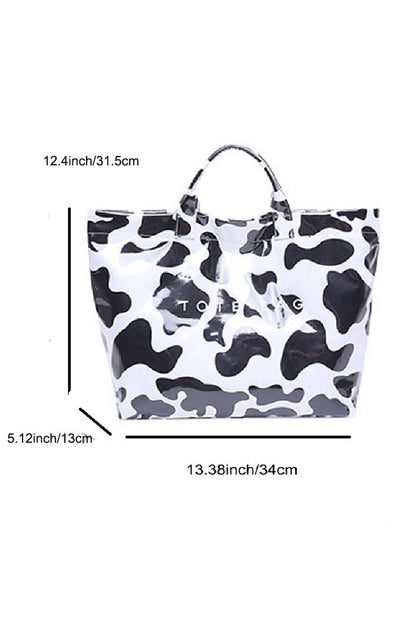 White Cow Spots Print Travel Tote Bag