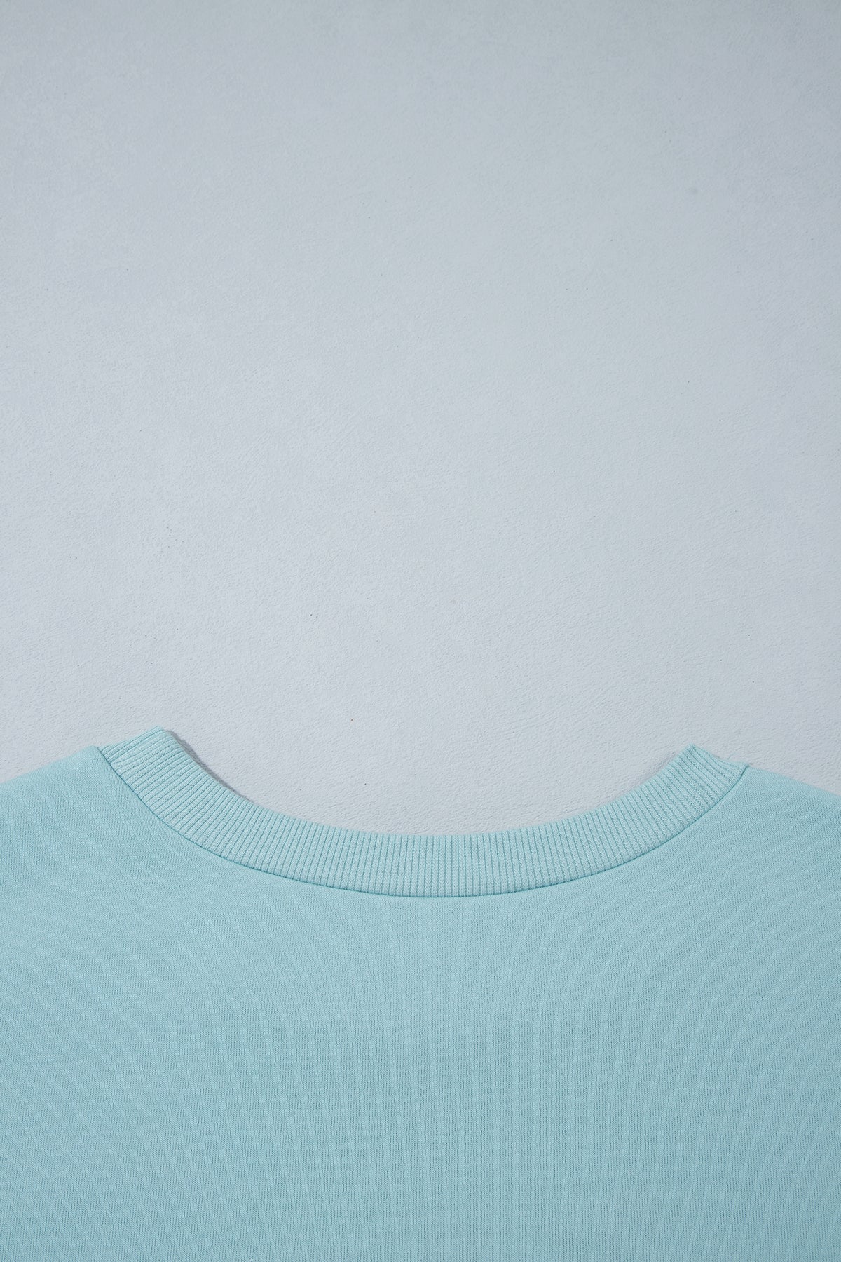 Haze Blue Letter Print Round Neck Loose Fit Long Sleeve Plus Size Sweatshirt