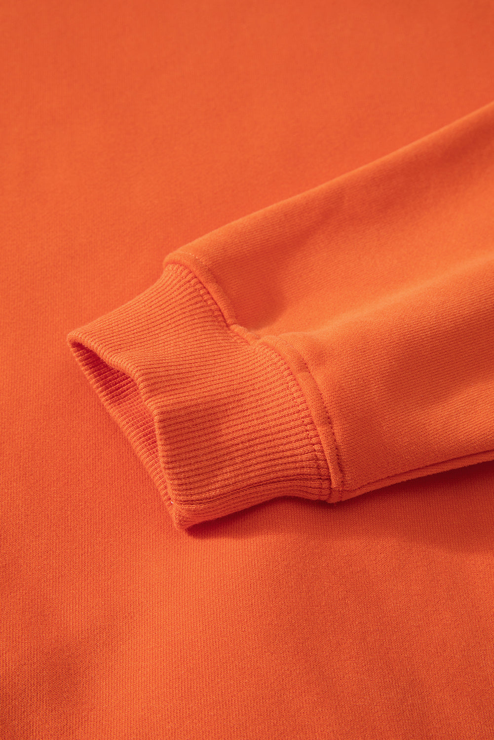 Sweat-shirt en tissu éponge orange roux uni doublé en polaire à épaules tombantes