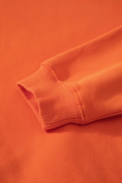 Sweat-shirt en tissu éponge orange roux uni doublé en polaire à épaules tombantes