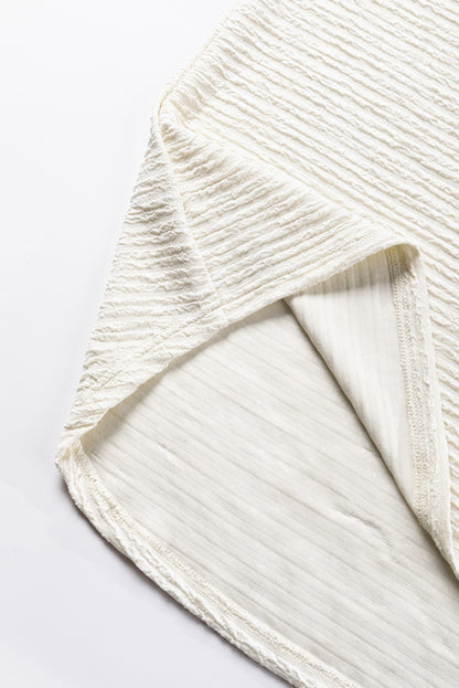 T-shirt kaki pâle texturé à manches larges et col en V