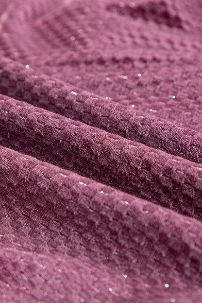 Robe à volants en velours texturé grande taille, couleur mauve prairie