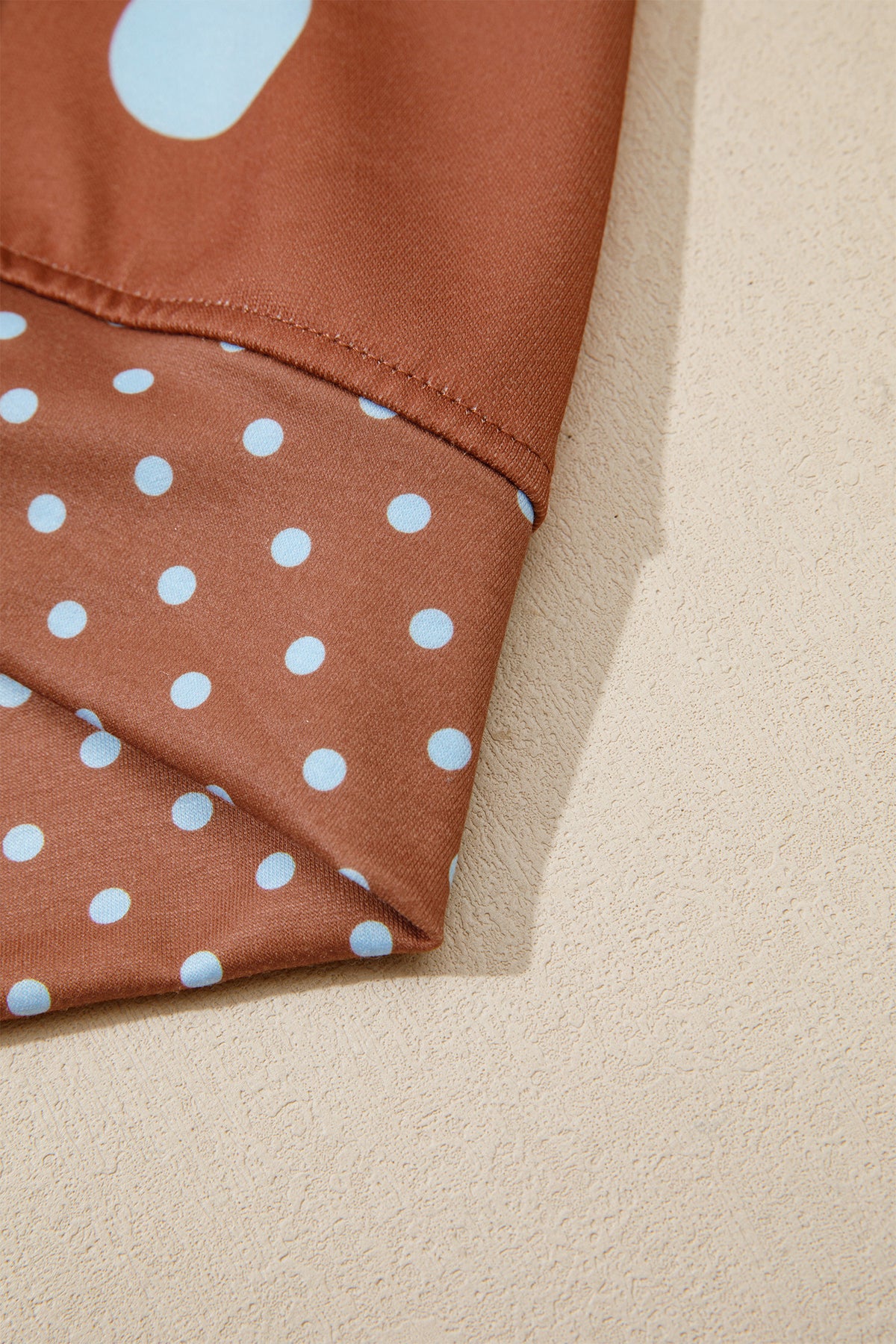 Brown Polka Dot Print Contrast Detail Oversized Tunic Sweatshirt