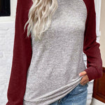 Red Dahlia Colorblock Raglan Long Sleeve T Shirt