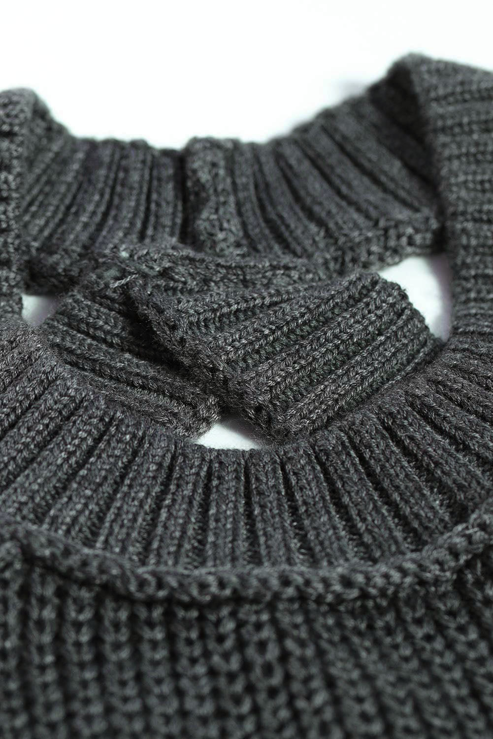 Suéter de punto acanalado con hombros descubiertos y cinturón cruzado sin espalda para mujer, informal, holgado, de manga larga, Color sólido, para invierno