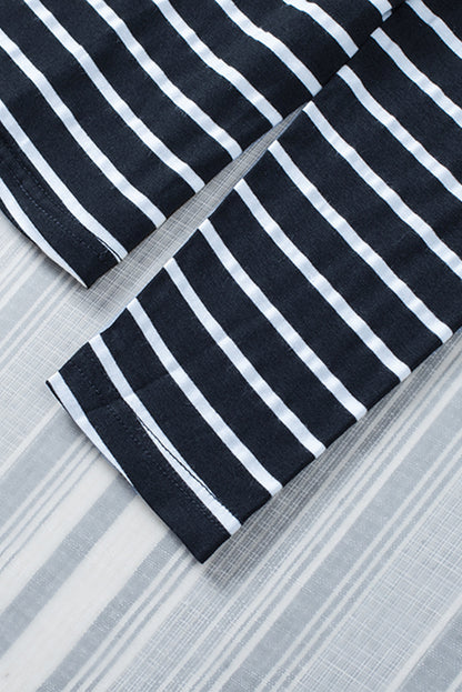 Haut à manches longues boutonné à volants et imprimé rayé