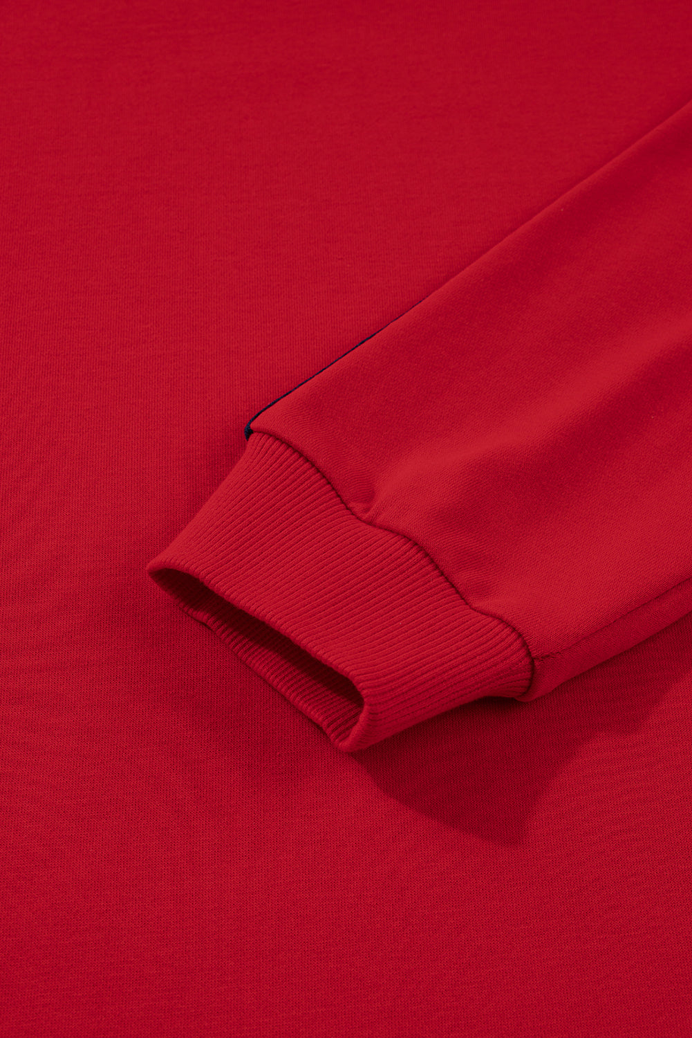 Fiery Red Contrast Striped Detail Varsity Sweatshirt