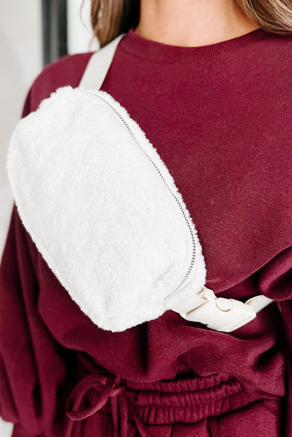 Sac bandoulière réglable en sherpa café 