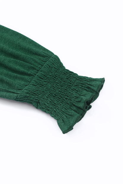 Haut à manches longues bouffantes et col en V à volants 