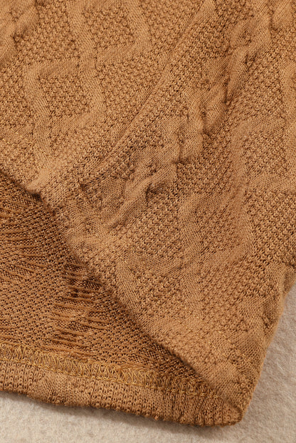 Veste-chemise à rabat en tricot torsadé camel 