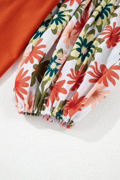 Chemisier à col rond et manches bouffantes à imprimé floral Desert Gold