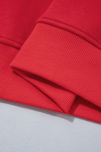Fiery Red Gingham Plaid Oversized Pullover Sweatshirt