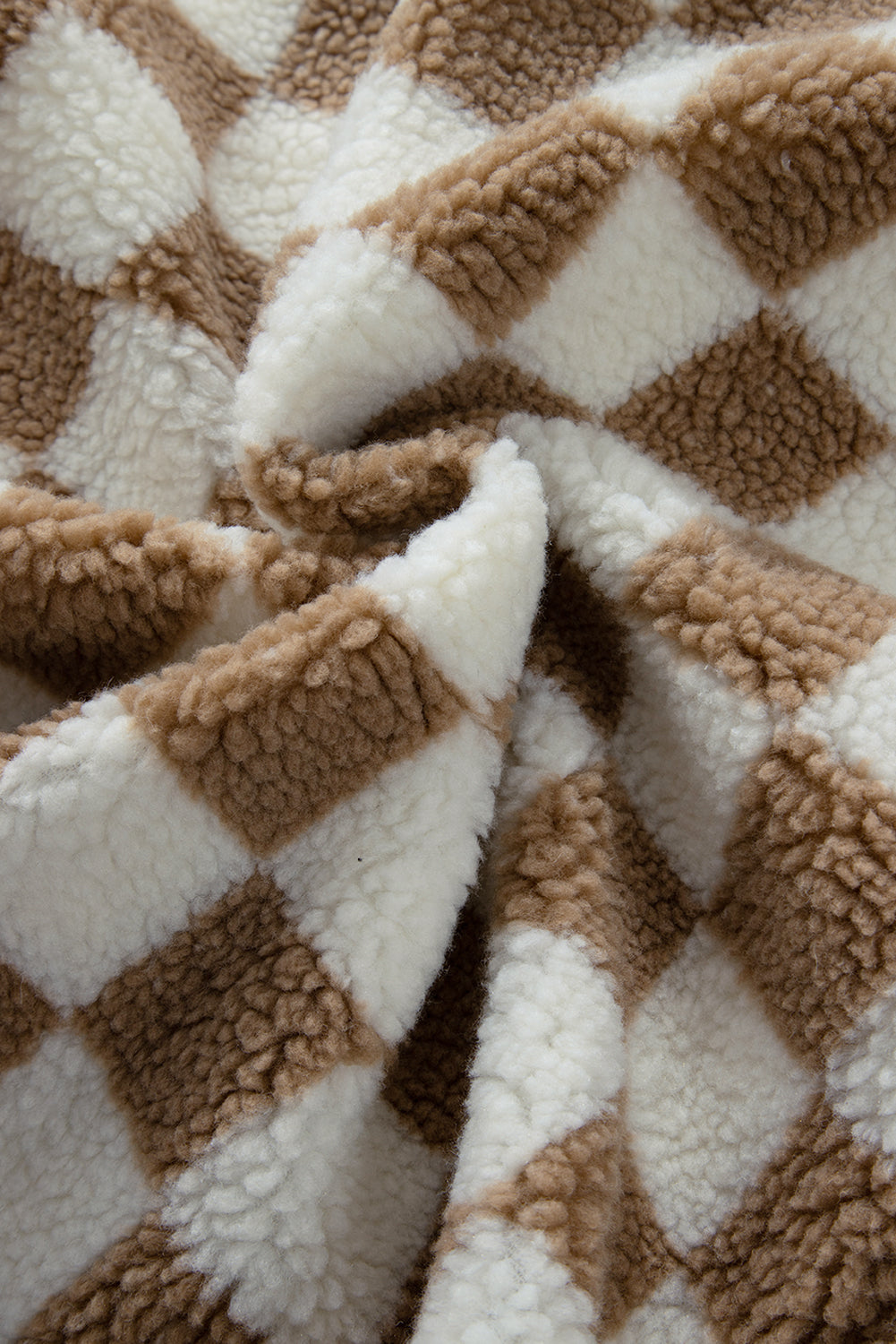 Veste gilet à col sherpa à carreaux kaki