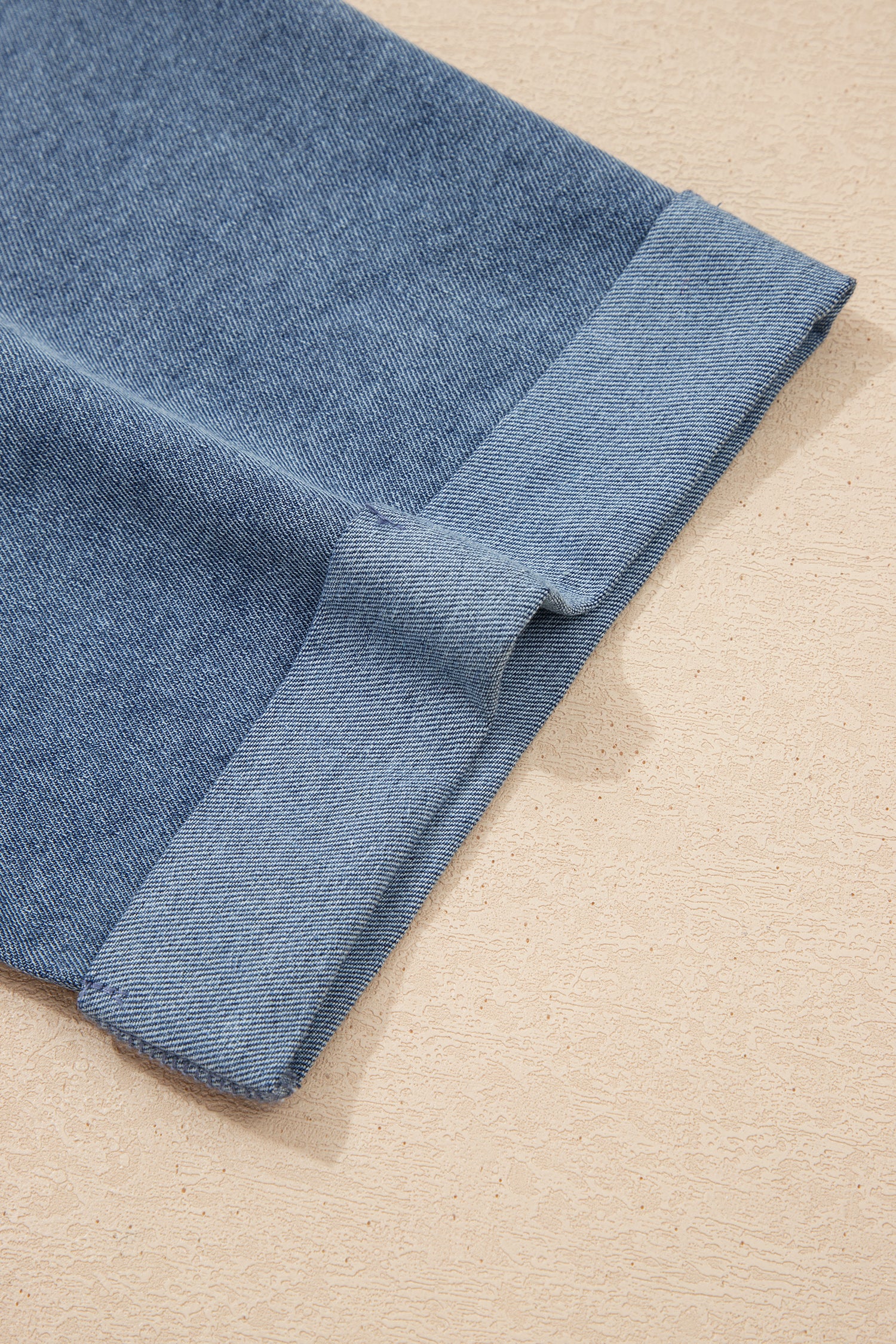 Light Grey Denim Color Block Patchwork Button Polo Collar T Shirt Tunic Dress