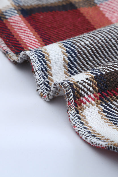 Veste-chemise à poches à imprimé géométrique à carreaux rouge feu