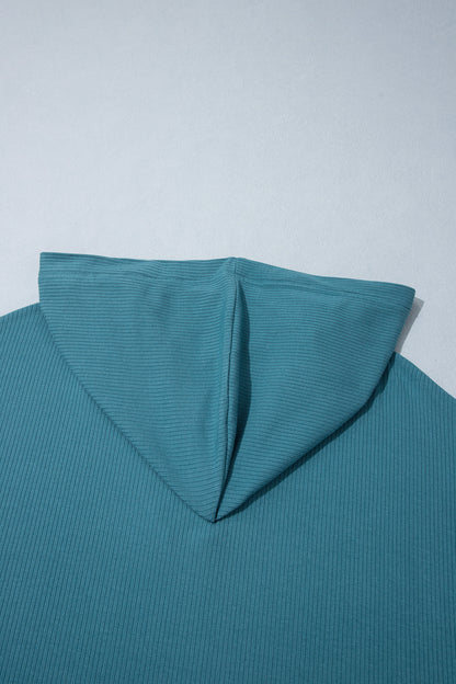 Lapis Ribbed Drop Shoulder Long Sleeve Plus Size Blouse