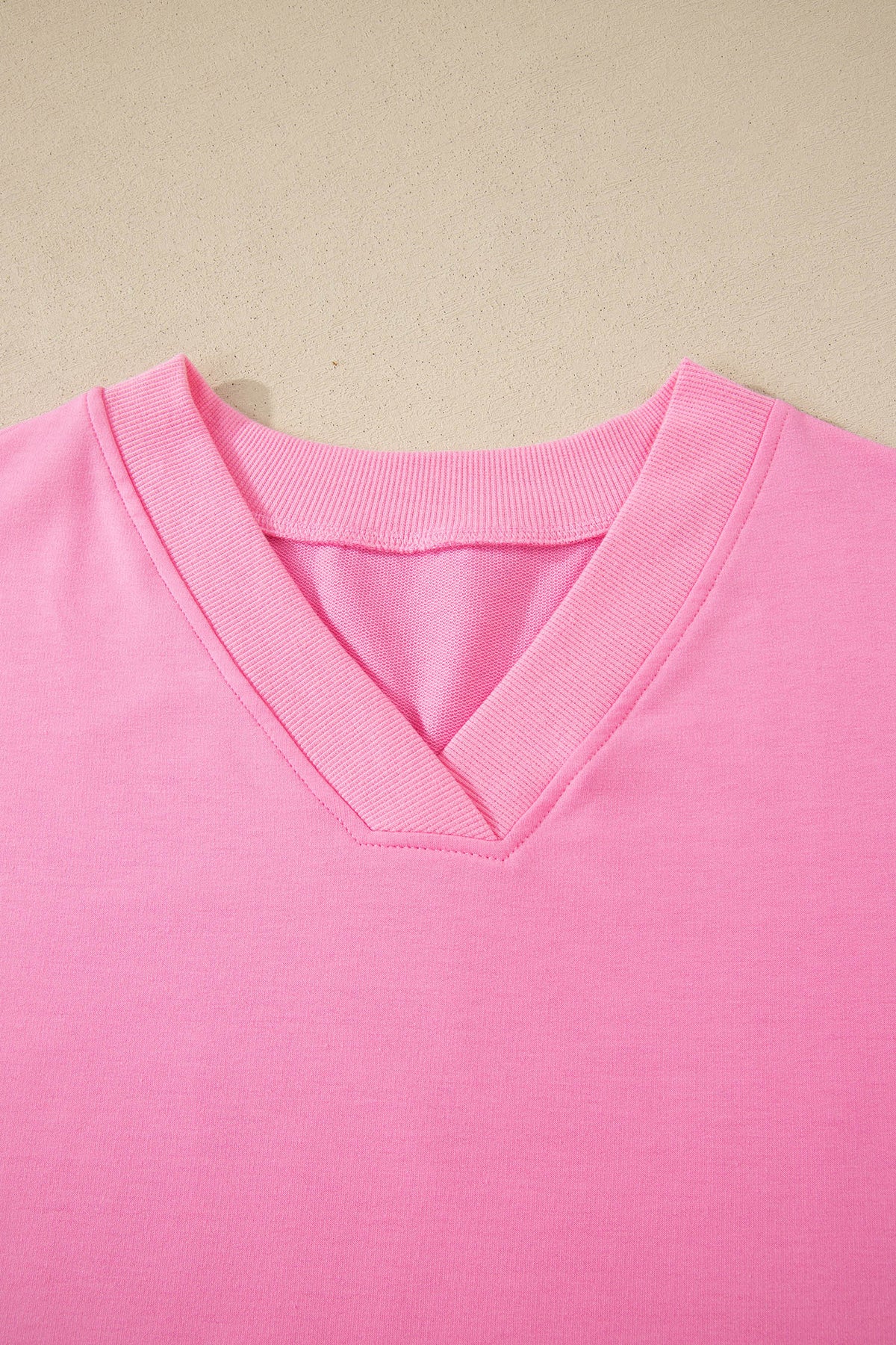 Sachet Pink V Neck Short Sleeve Top Drawstring Shorts 2pcs Set