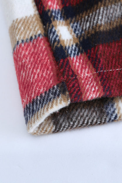 Veste-chemise à poches à imprimé géométrique à carreaux rouge feu