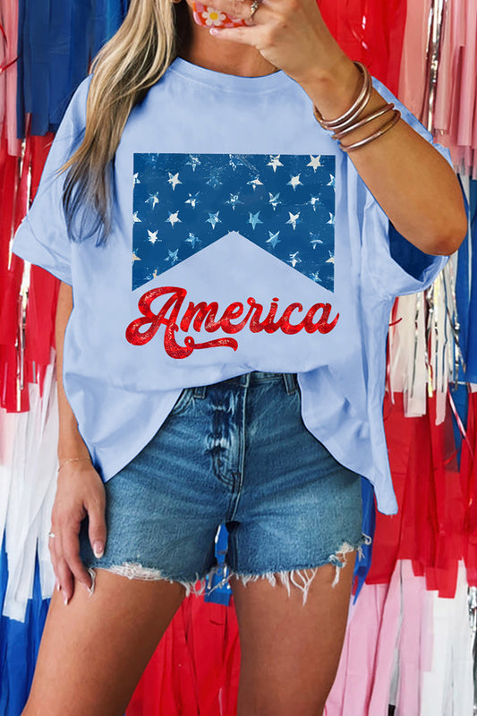 Myosotis America Fashion Print Relaxed T Shirt