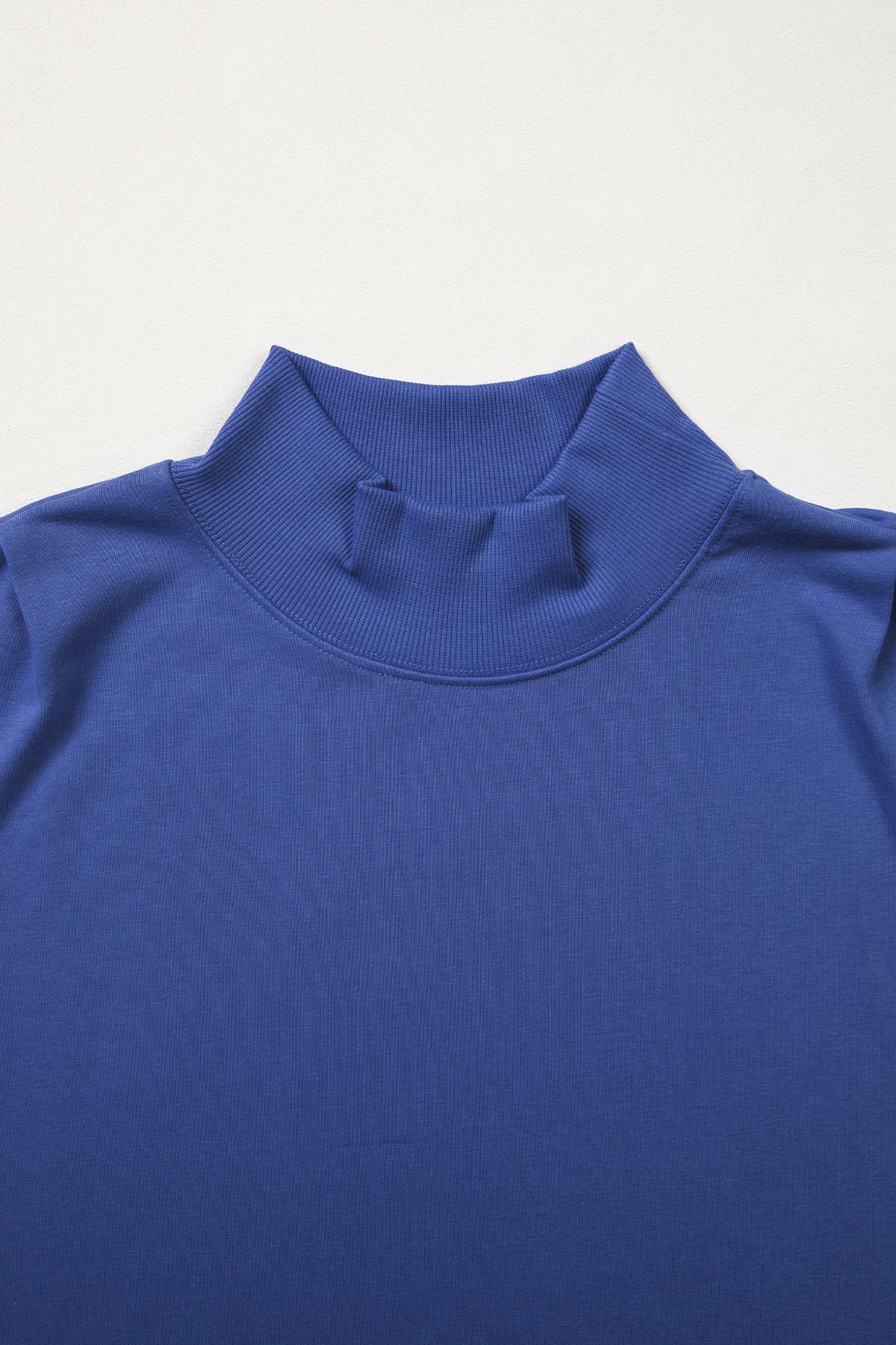 Sky Blue Solid Color High Neck Cap Sleeve Loose Top