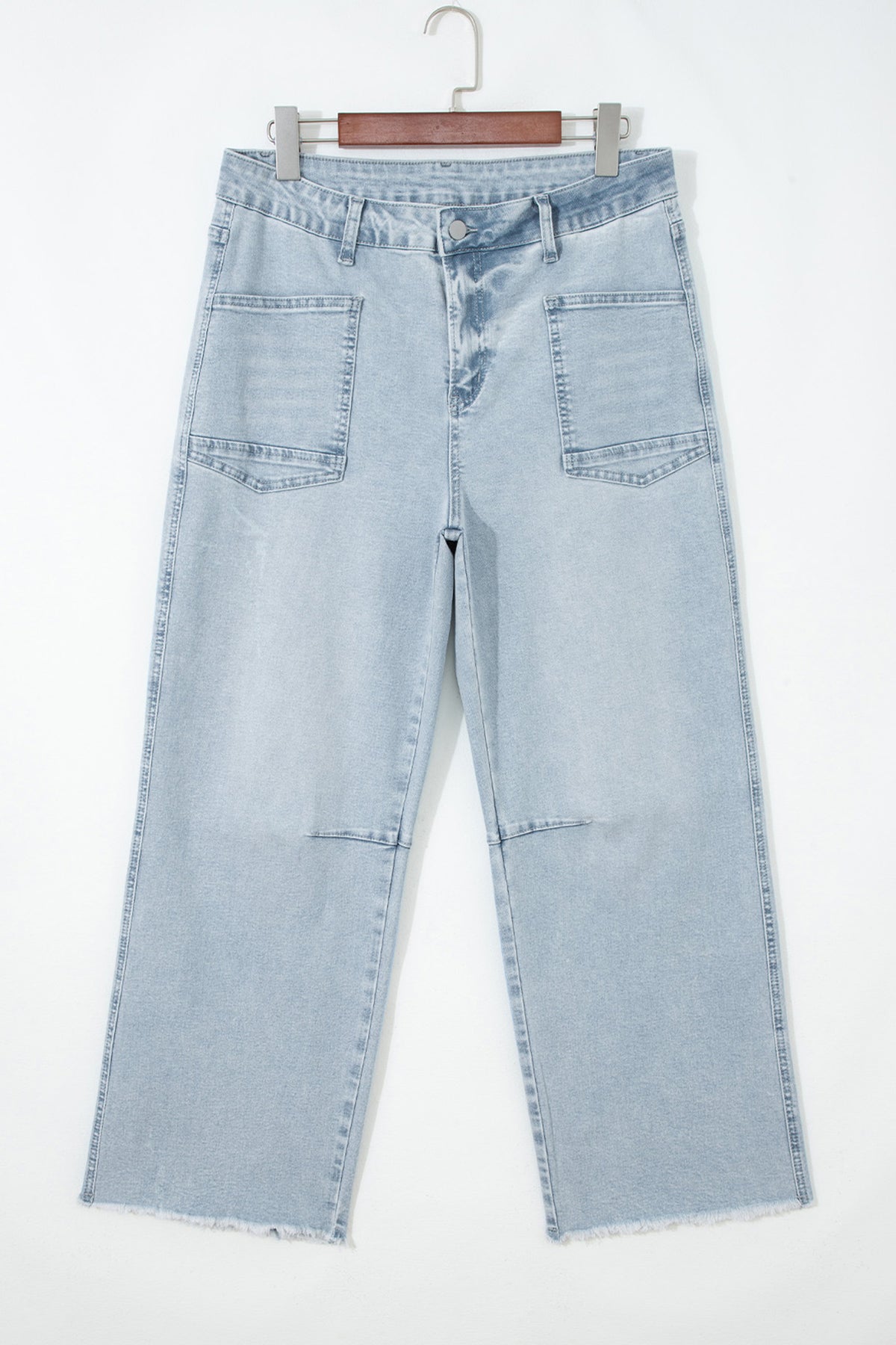 Beau Blue Frayed Cropped Barrel Jeans