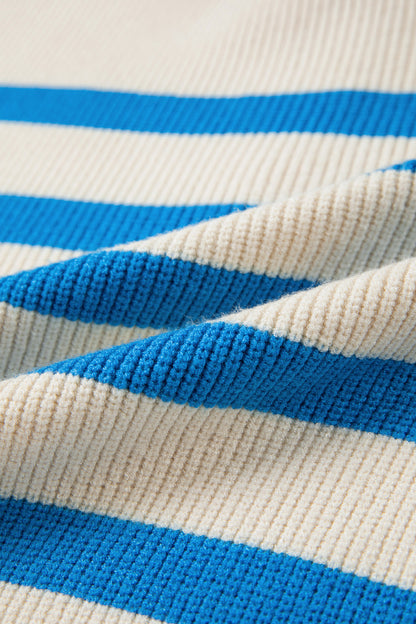 Light Blue Ribbed Half Zip Collared Sweater Vest