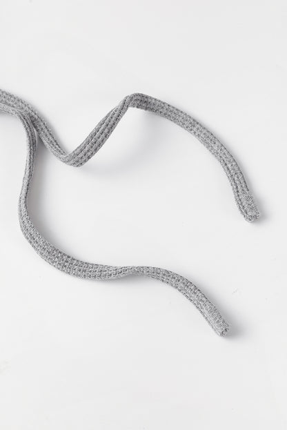 Sweat à capuche surdimensionné gris en tricot gaufré doublé polaire